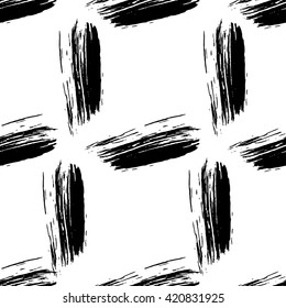 Hand drawn ink brush black and white background vector.