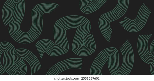 Hand drawn ink brush line, wood block abstract designs and shapes pattern, Japanese style crafted simple background for textile and carpet