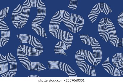 Hand drawn ink brush line, wood block abstract designs and shapes pattern, Seamless Japanese style crafted simple background for textile and carpet