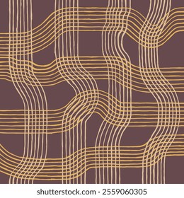 Hand drawn ink brush line, wood block abstract stripe designs and shapes pattern, Japanese style crafted simple background for textile and carpet
