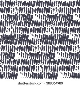 Hand drawn ink  brush strokes pattern. Seamless background in vector