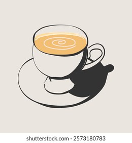 A hand drawn ink and chalk picture for the menu: a vintage cup of coffee. Vector illustration.