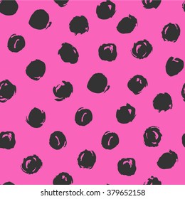 Hand drawn ink circles  seamless pattern. Vector illustration