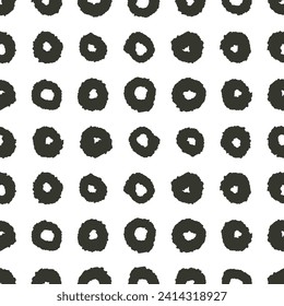 Hand Drawn Ink Circular Strokes Vector Seamless Pattern