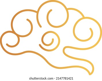 Hand drawn ink cloud. Golden line ornament