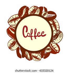 hand drawn ink coffee beans, sketch of coffee beans. vector eps 8