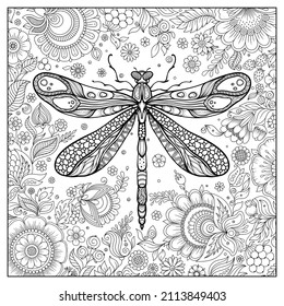 hand drawn ink doodle butterfly and flowers on white background. design for adults, poster, print, t-shirt, invitation, banners, flyers. sketch. 
