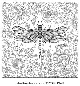 hand drawn ink doodle butterfly and flowers on white background. design for adults, poster, print, t-shirt, invitation, banners, flyers. sketch. 