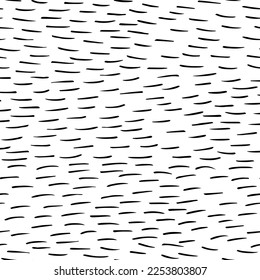 Hand drawn ink doodle simple pattern. Monochrome colors. Expressive seamless abstract background in black and white. Trendy brush marks. Vector illustration