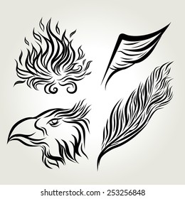 Hand drawn ink Eagle wing feather 