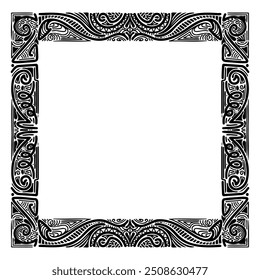 hand drawn ink element frame on white background, for charter, certificate, diploma etc