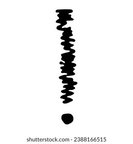 Hand drawn ink exclamation mark illustration in sketch style. Single element for design