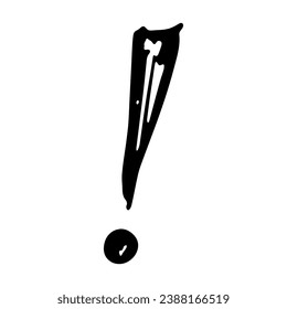 Hand drawn ink exclamation mark illustration in sketch style. Single element for design