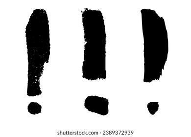 Hand drawn ink exclamation mark illustration in sketch style. Elements for design