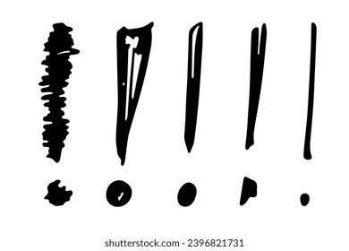 Hand drawn ink exclamation mark illustration in sketch style. Elements for design