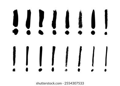 Hand drawn ink exclamation mark illustration in sketch style. Elements for design