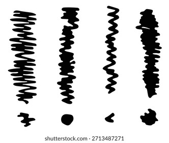 Ilustração de ponto de exclamação à tinta desenhada à mão em estilo de esboço. Elementos de concepção