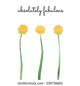 hand drawn ink flowers for a minimalistic square greeting card; absolutely fabulous; vector illustration; graphic art