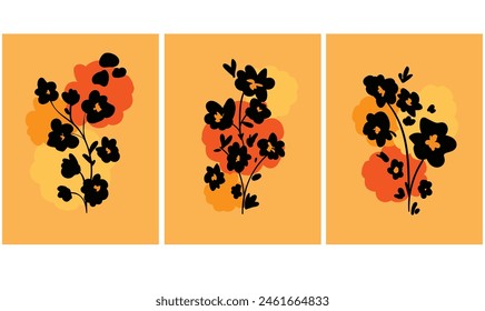 Hand drawn ink flowers trend vector illustration