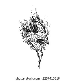 Hand drawn ink graphic tattoo art with thunderstorm bolt lightning. Beautiful line work and dot work, manual no AI art.
