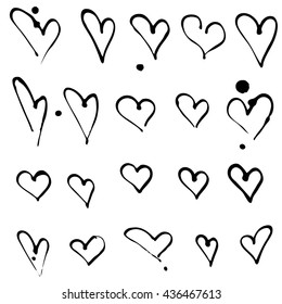 Hand drawn ink hearts