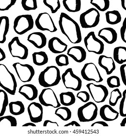 hand drawn ink isolated black and white paintbrushes brush stroke seamless pattern