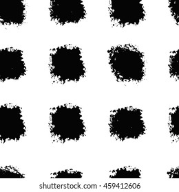 hand drawn ink isolated black and white paintbrushes brush stroke seamless pattern
