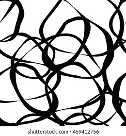 hand drawn ink isolated black and white paintbrushes brush stroke seamless pattern