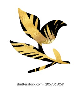 Hand drawn ink leaf in doodle style. Line art poster. Creative design. Botanical Modern creative hand drawn background. Botany decor.