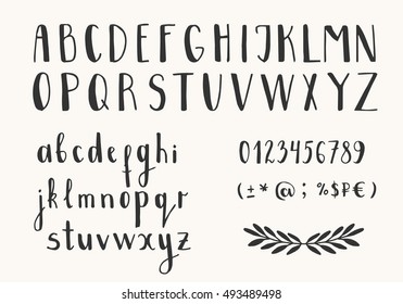 Hand Drawn Ink Letters. Vector Font. Isolated.