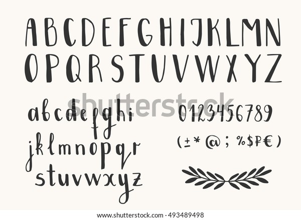 Hand Drawn Ink Letters Vector Font Stock Vector (Royalty Free) 493489498