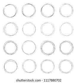 Hand drawn ink line circles vector illustration. Circular doodle sketches scribbles for round frames isolated on white with place for text. Pencil handwritten art imitation