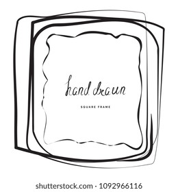 Hand drawn ink line square vector illustration. Doodle sketch or scribble for frames isolated on white background. Handwritten art imitation