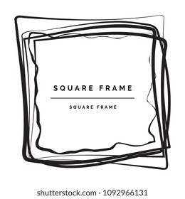 Hand drawn ink line square vector illustration. Doodle sketch or scribble for frames isolated on white background. Handwritten art imitation