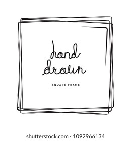 Hand drawn ink line square vector illustration. Doodle sketch or scribble for frames isolated on white background. Handwritten art imitation