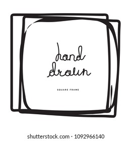 Hand drawn ink line square vector illustration. Doodle sketch or scribble for frames isolated on white background. Handwritten art imitation