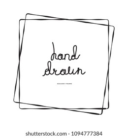 Hand drawn ink line square vector illustration. Doodle sketch or scribble for frames isolated on white background. Handwritten art imitation