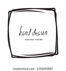 Hand drawn ink line square vector illustration. Doodle sketch or scribble for frames isolated on white background. Handwritten art imitation