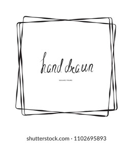 Hand drawn ink line square vector illustration. Doodle sketch or scribble for frames isolated on white background. Handwritten art imitation
