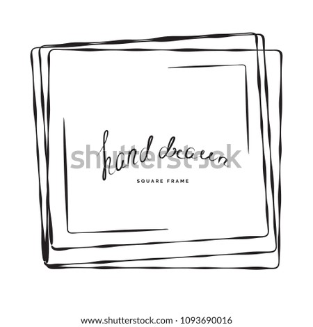 Hand drawn ink line square vector illustration. Doodle sketch or scribble for frames isolated on white background. Handwritten art imitation