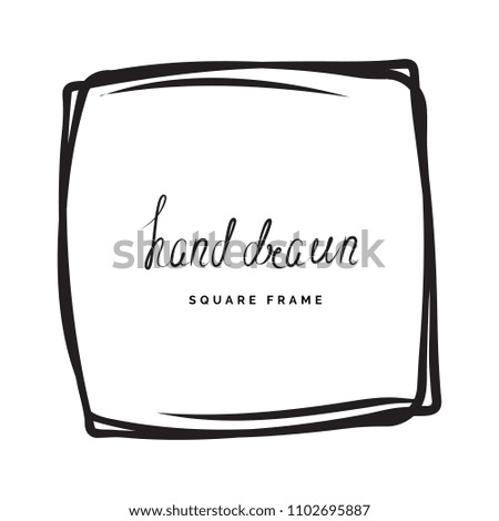 Hand drawn ink line square vector illustration. Doodle sketch or scribble for frames isolated on white background. Handwritten art imitation