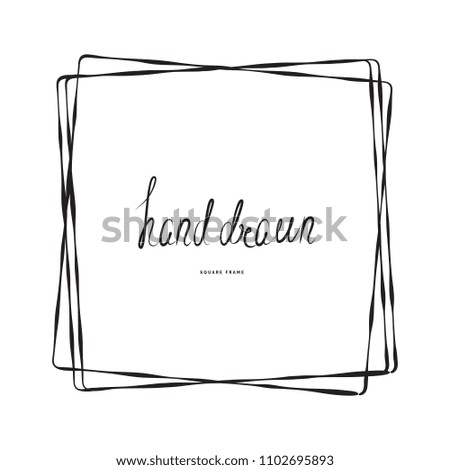 Hand drawn ink line square vector illustration. Doodle sketch or scribble for frames isolated on white background. Handwritten art imitation
