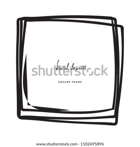 Hand drawn ink line square vector illustration. Doodle sketch or scribble for frames isolated on white background. Handwritten art imitation