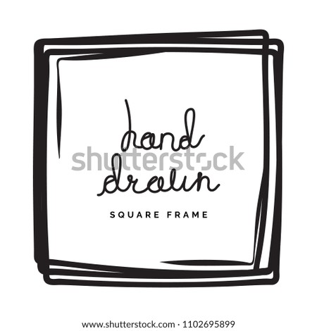 Hand drawn ink line square vector illustration. Doodle sketch or scribble for frames isolated on white background. Handwritten art imitation