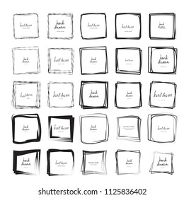 Hand drawn ink line squares vector illustration. Square doodle sketches scribbles for frames isolated on white with place for text. Pencil handwritten art imitation