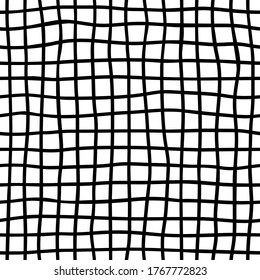 Hand drawn ink lines pattern. Vector abstract grid on white background. Design seamless pattern with fine mesh.