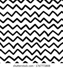 Textura de líneas de tinta dibujadas a mano. Zigzag abstracto vectorial. Diseñar un patrón impecable con ondas.