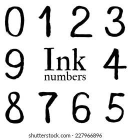 Hand drawn ink numbers collection. Vector eps10.