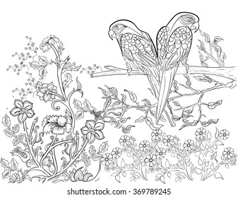  Hand drawn ink pattern. Coloring book Coloring for adult