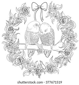 Hand drawn ink pattern. Coloring book Coloring for adult